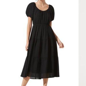 🖤 NWT Black Tiered Short Puff Sleeve Dress Nordstrom 🖤